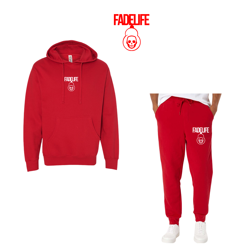 Fadelife Hoodie & Sweatpants Red/White 