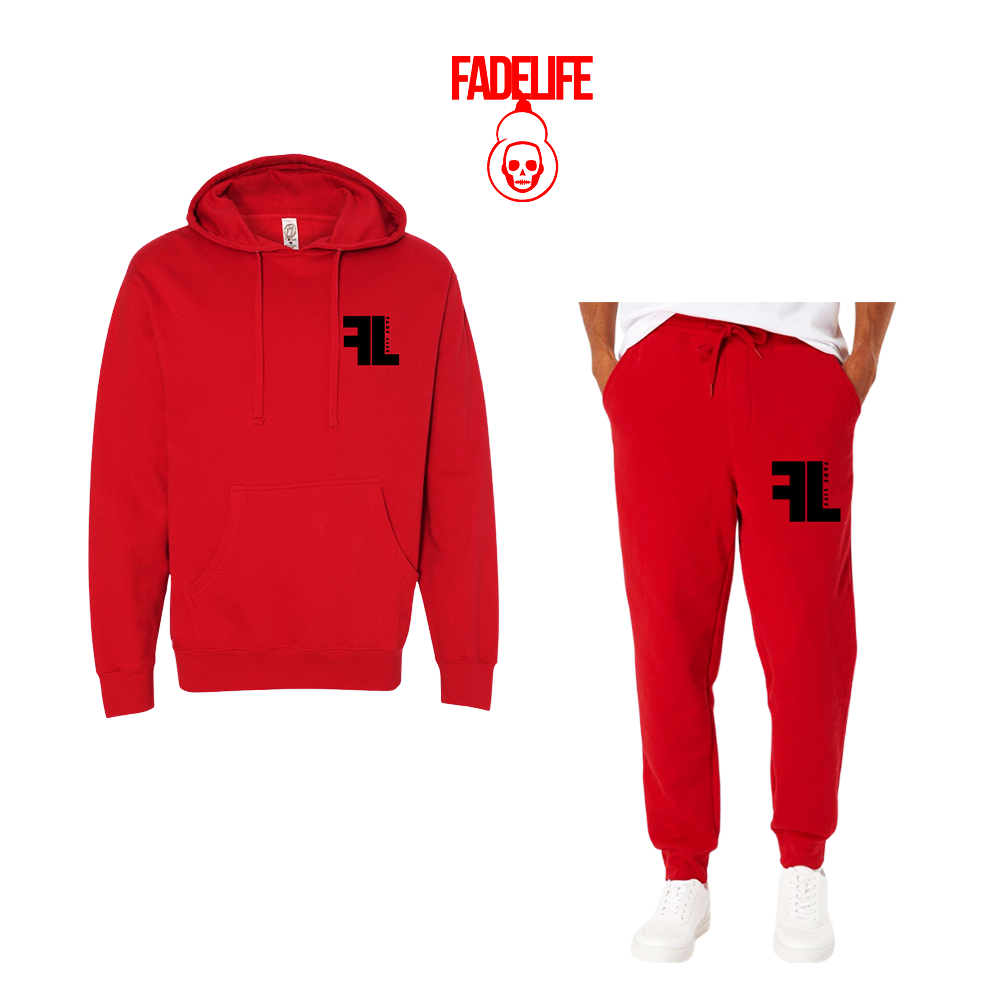 Fadelife Hoodie & Sweatpants Red/Black 